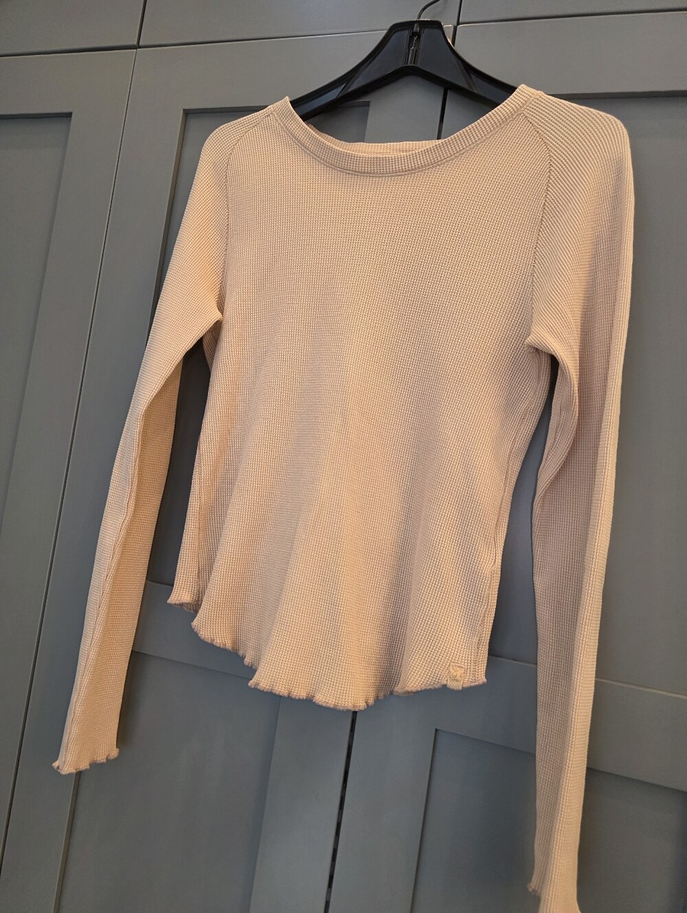 We The Free People Easy Does It Tee Thermal Long Sleeve Top Cuban Sand Sz Small - Picture 5 of 10